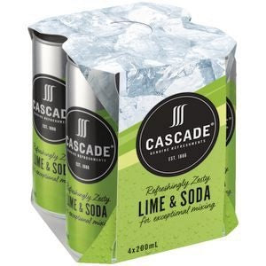 Cascade Soda Water & Lime 200ml x 4pk