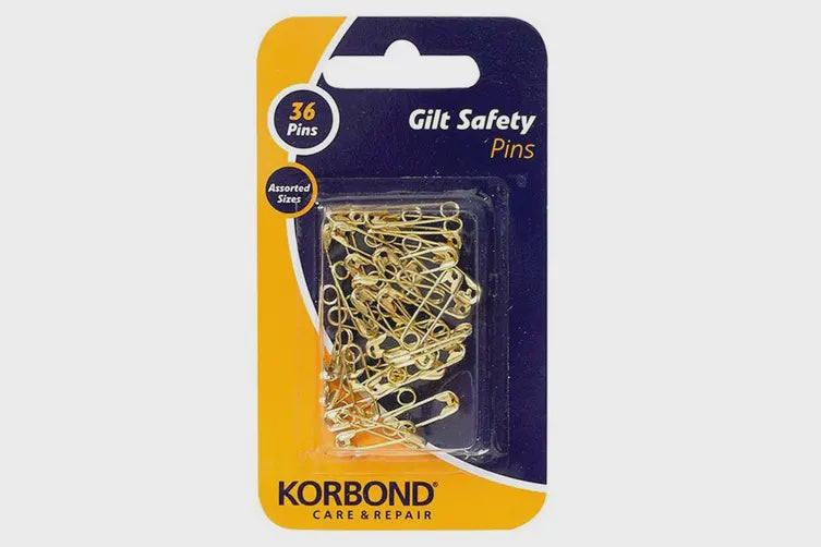 Korbond Safety Pins Gilt 36pk