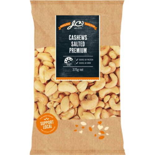 JCs Cashews Salted 375g