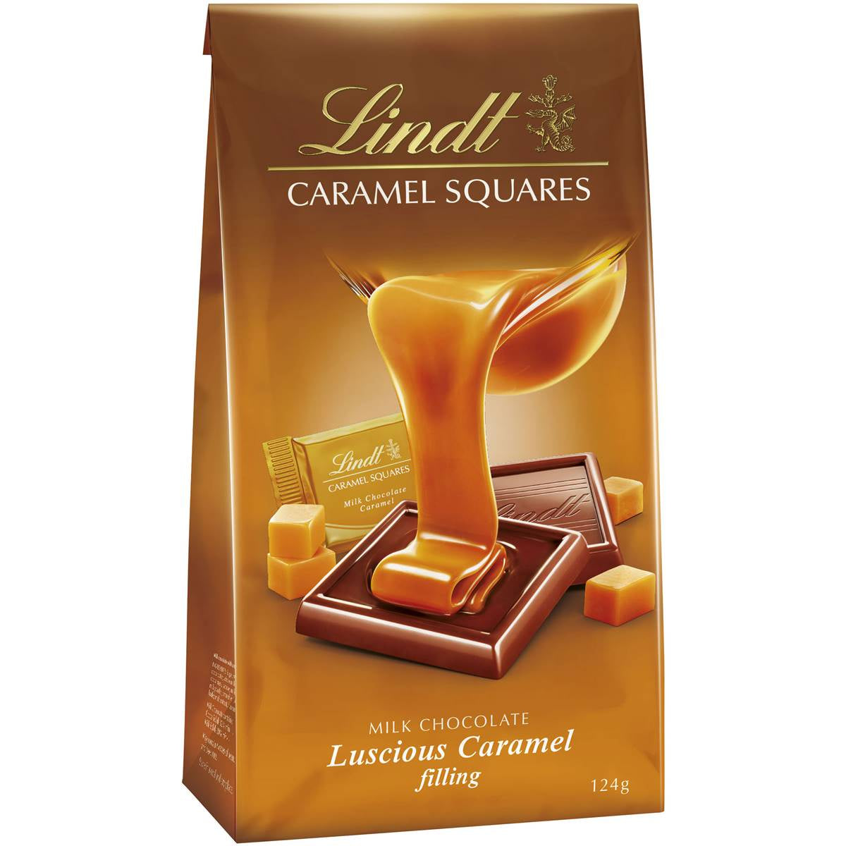 Lindt Square Milk Chocolate Caramel Bag 124g