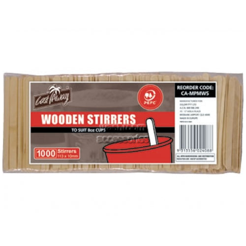 Cast Away Wooden Stirrers For 8oz Cups 1000pk