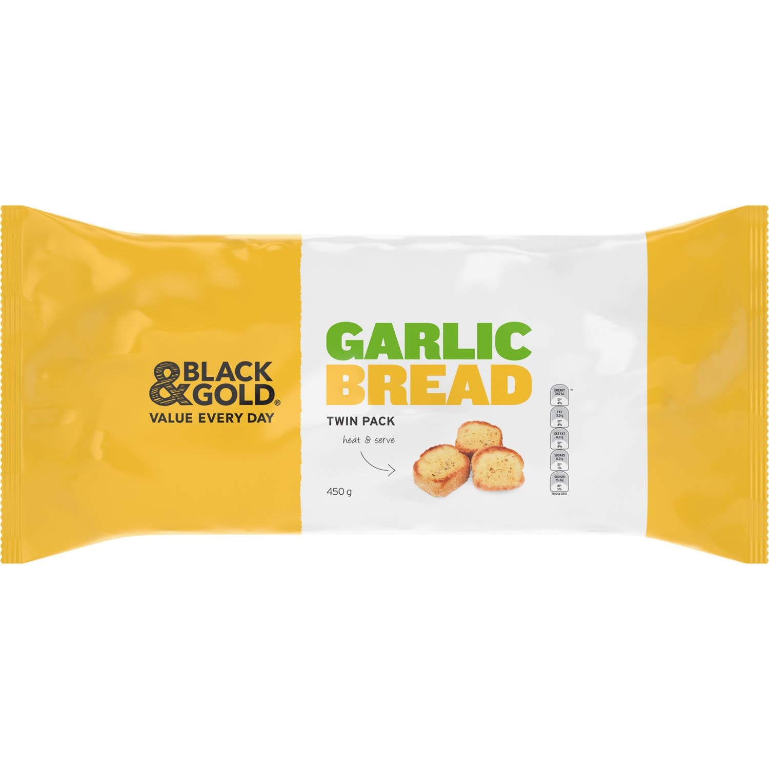 Black & Gold Garlic Bread  2pk 450g