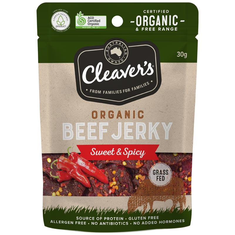 Cleavers Organic Beef Jerky Sweet & Spicy 30g