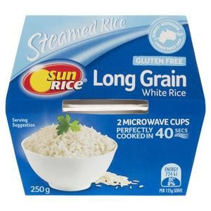 Sunrice Long Grain White Rice Cup 250g 2pk