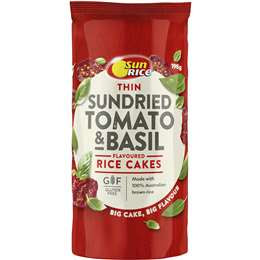 Sunrice Rice Cake Thin Sundried Tomato & Basil 195g