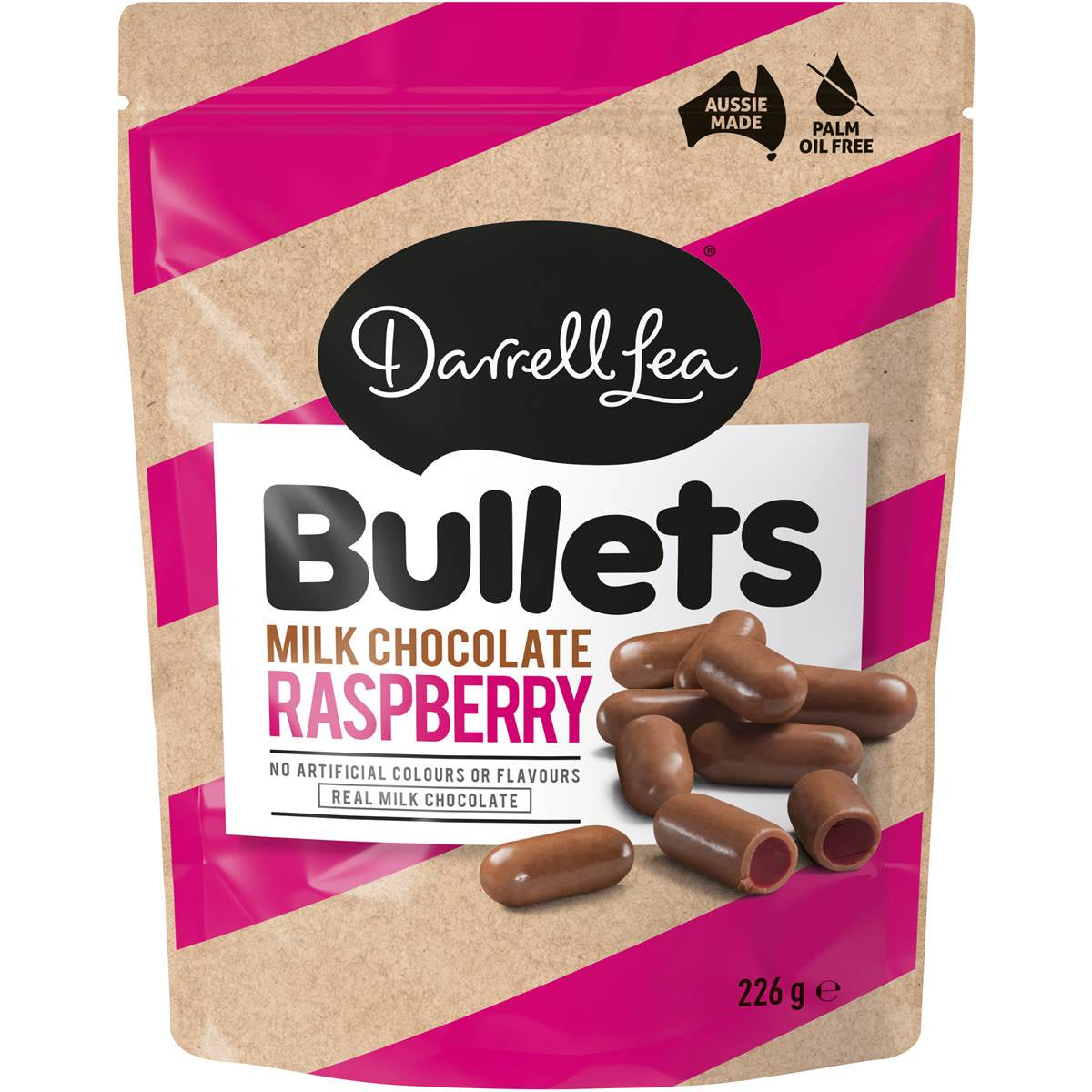 Darrell Lea Bullets Milk Chocolate Raspberry 204g