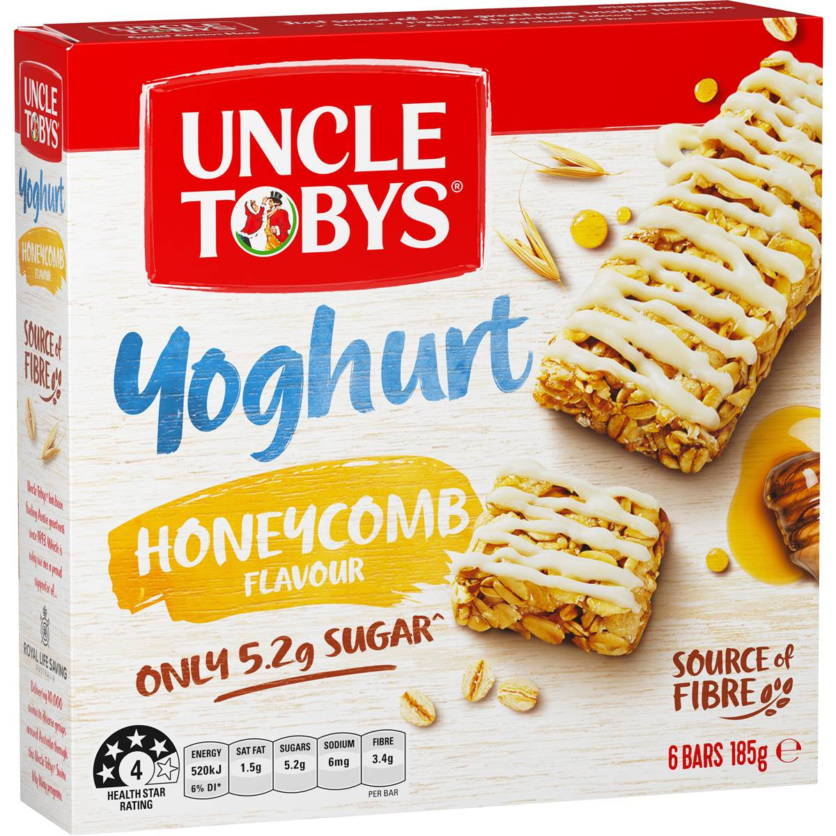 Uncle Tobys Muesli Bars Yoghurt Honeycomb 185g 6pk