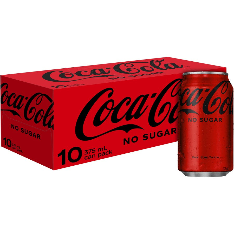 Coca Cola Coke No Sugar Cans 375ml 10pk