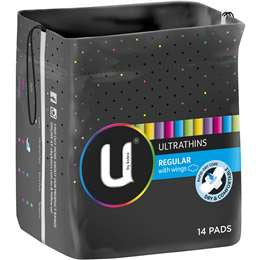 U By Kotex Ultrathins Regular With Wings 14pk