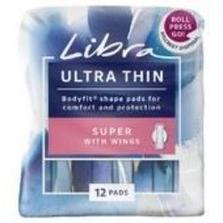 Libra Sanitary Napkin Ultra Thin Super With Wings 12pk
