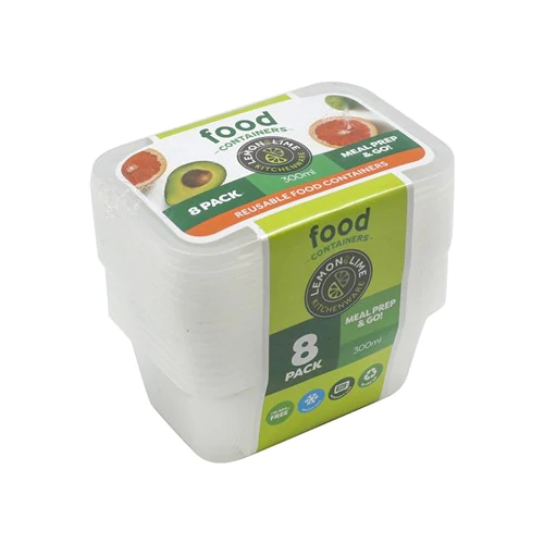 Lemon & Lime Plastic Food Container 300ml 8pk