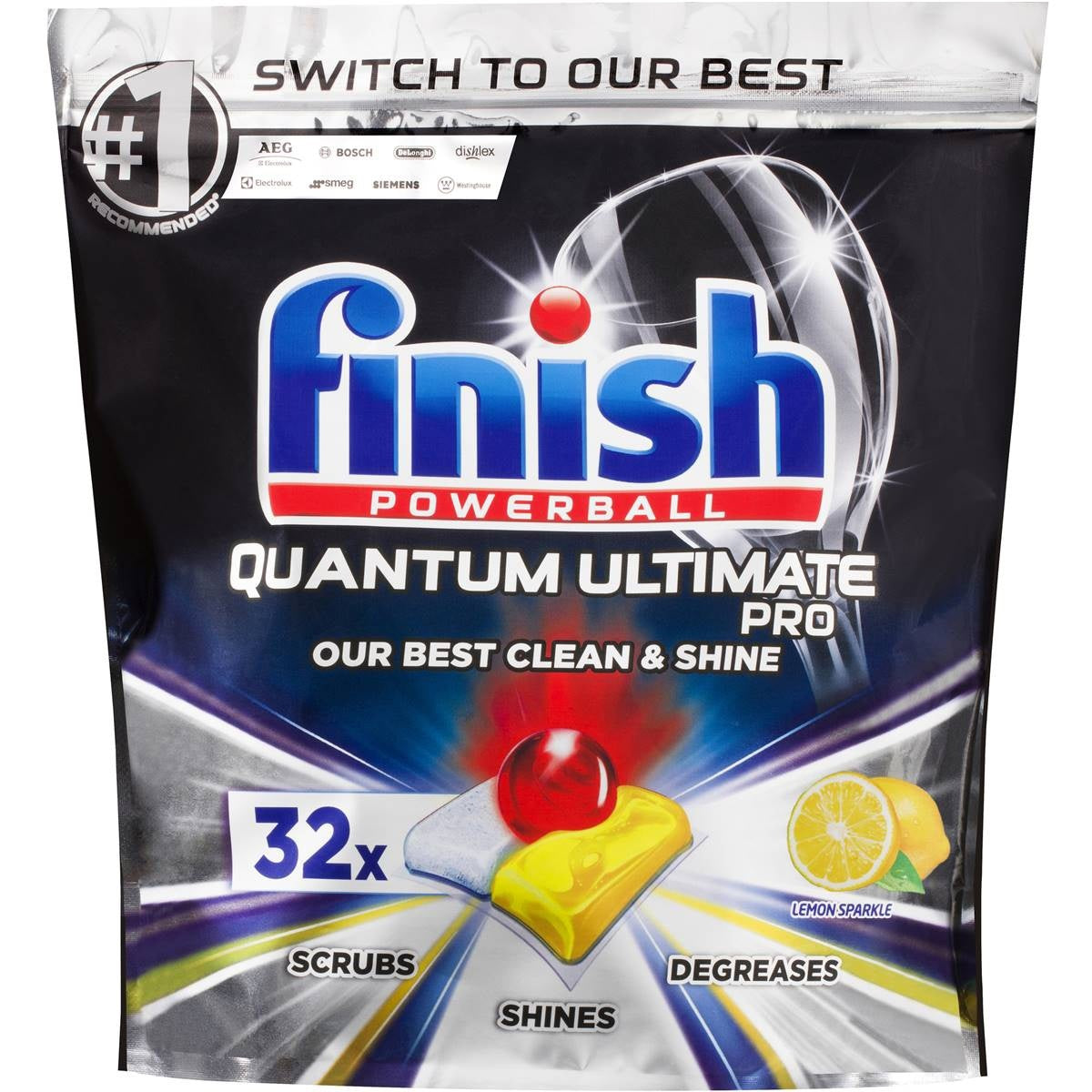 Finish Dishwasher Tablets Quantum Ultimate Pro Lemon Sparkle 32pk