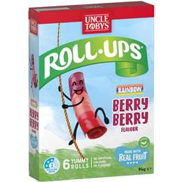Uncle Tobys Roll Ups Rainbow Berry 94g 6pk