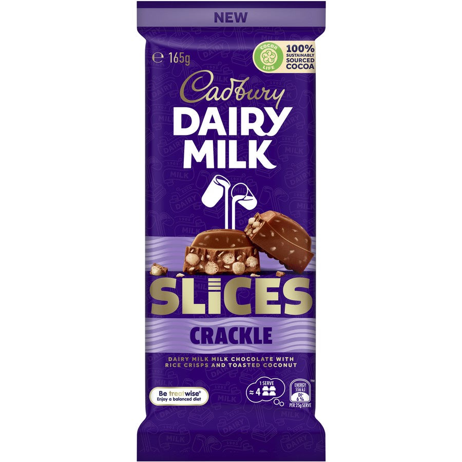 Cadbury Dairy Milk Slices Crackle Block 165g