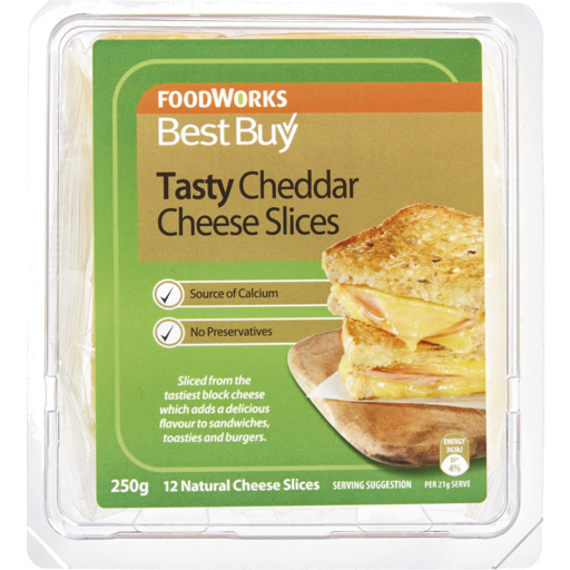 Best Buy Tasty Cheddar Cheeses Slices 12pk 250g