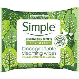 Simple Face Wipes Biodegradable 25pk