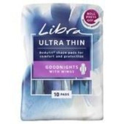 Libra Sanitary Napkin Ultra Thin Goodnights With Wings 10pk