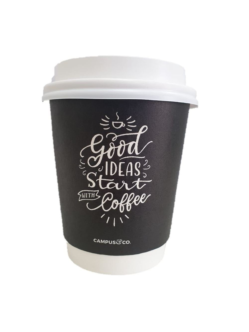 Campus&Co Coffee Cup Double Wall Chalk with Lid 8oz 25pk