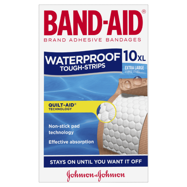 Band Aid Waterproof Tough Strips Extra Large 10pk