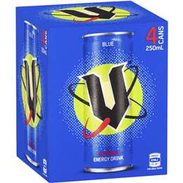 V Energy Drink Blue 250ml x 4pk