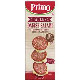 Primo Stacker Danish Salami with Cheddar Cheese & Rice Crackers 45g