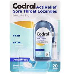 Codral ActiRelief Sore Throat Lozenges Cool Mint 20pk