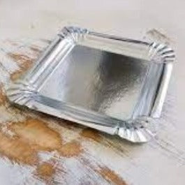 Estilo Disposable Plate Silver Square 20pk