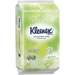 Kleenex Anti-Bacterial Wipes Confident Clean Tea Tree Extract 40pk