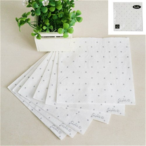 Oceana Silver Dotty Napkin 25x25cm 20pk
