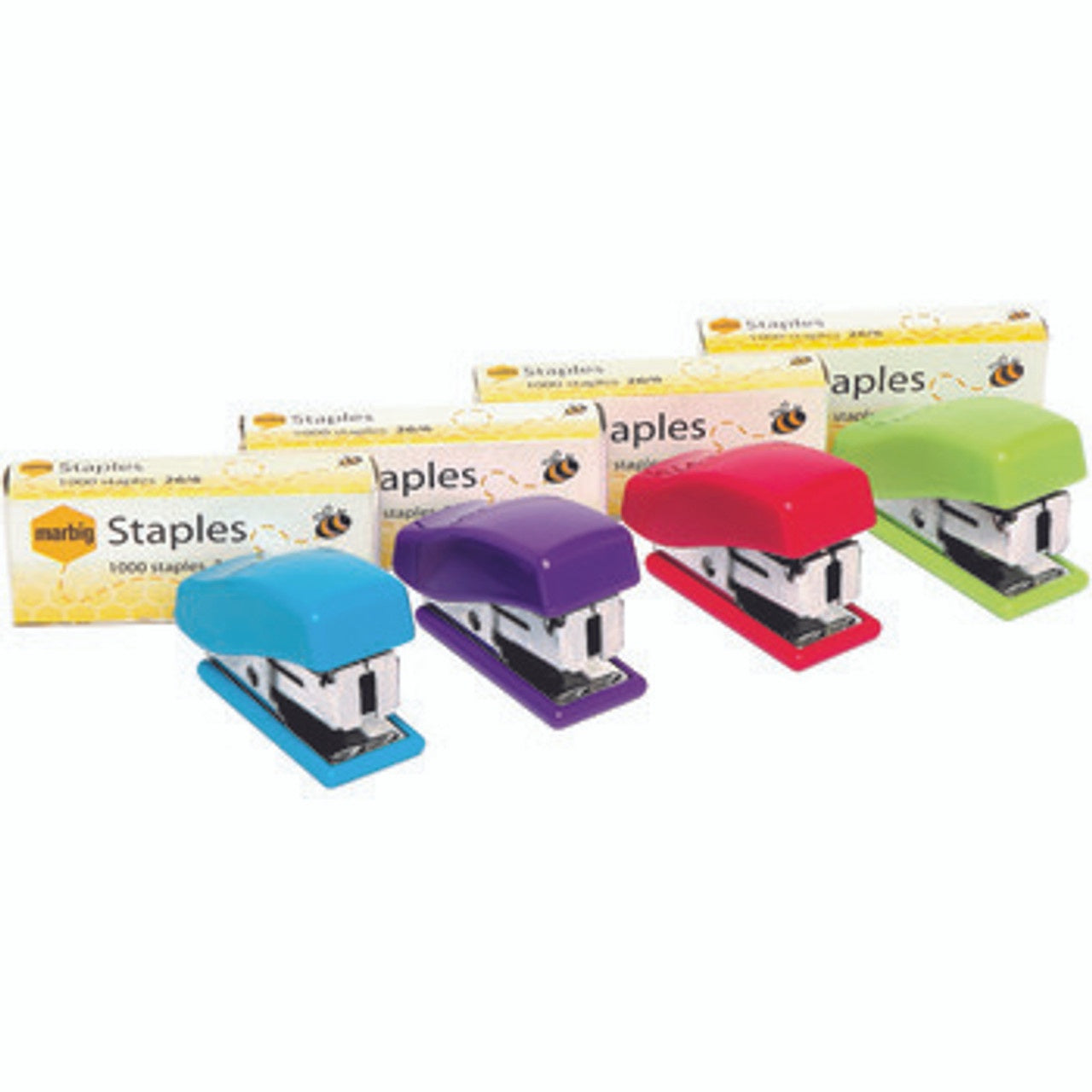 Marbig Stapler Mini Assorted 26/6 Plus 1000 Staples