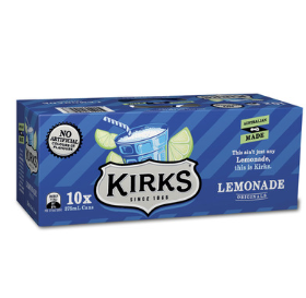 Kirks Lemonade Cans 375ml x 10pk