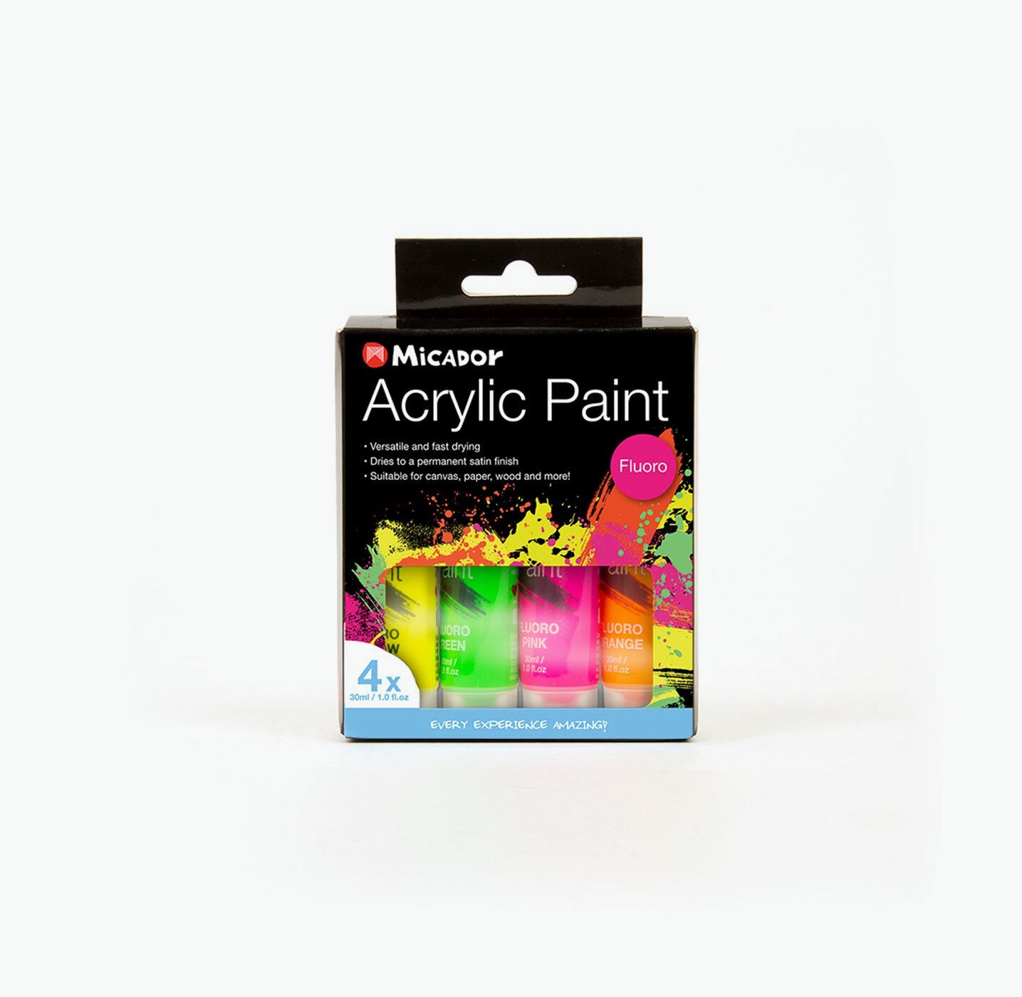Micador Paint Acrylic Fluro 4pk