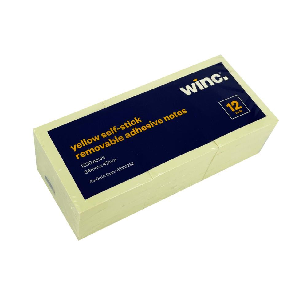 Winc Removable Self-Stick Notes 34 x 47mm 12pk