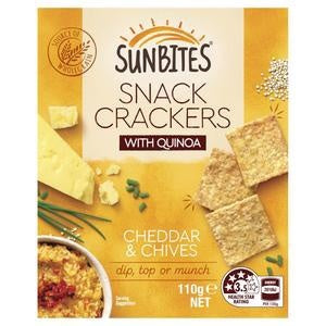 Sunbites Snack Crackers with Quinoa Cheddar & Chives 110g