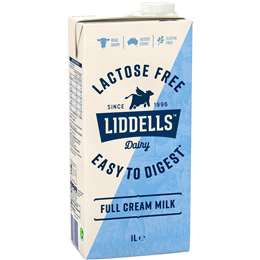 Liddells Lactose Free Full Cream Milk 1L