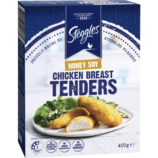 Steggles Chicken Breast Tenders Honey Soy 400g