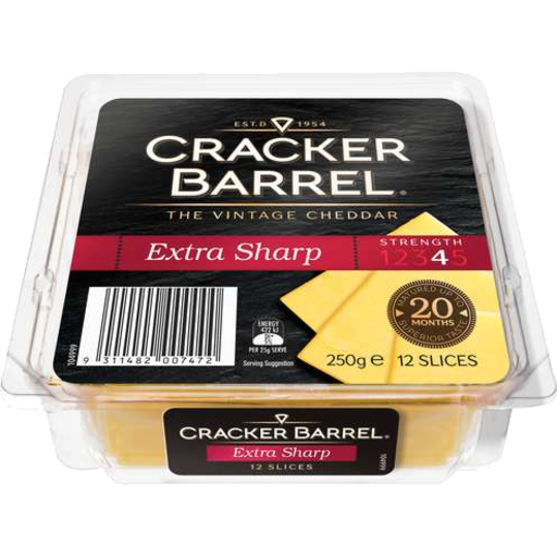 Cracker Barrel Extra Sharp Vintage Cheddar 12 Slices 250g