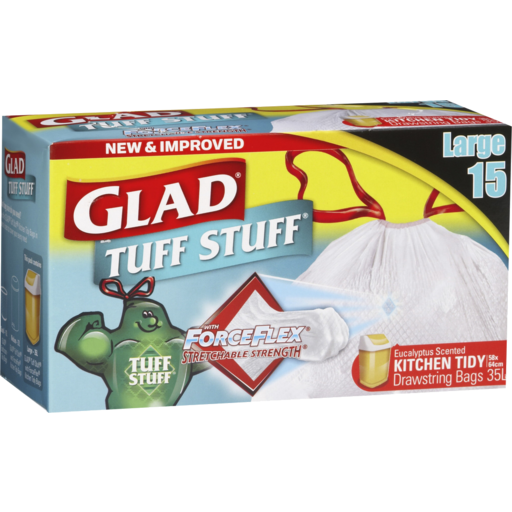 Glad Kitchen Tidy Bags Tuff Stuff  Drawstring  35L 15pk