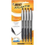 Bic Atlantis Original Black Pen 4pk