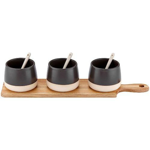 Ladelle Charcoal Bowl and Spoon Paddle Set