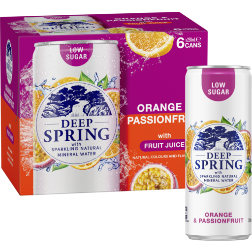 Deep Spring Mineral Water Orange & Passionfruit 250ml x 6pk