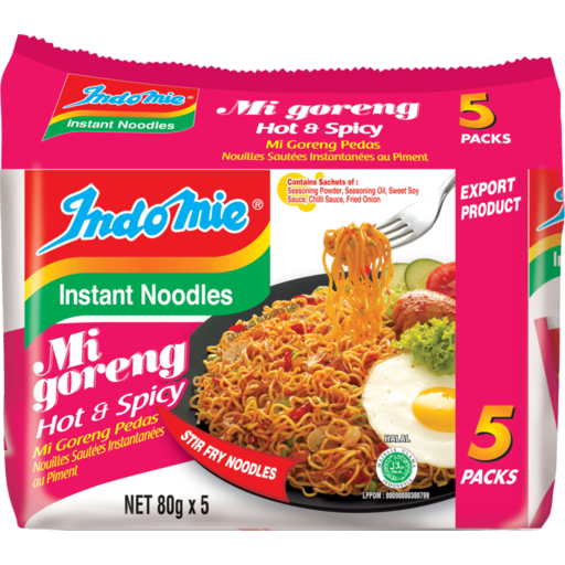 Indomie Instant Noodles Hot & Spicy 80g x 5pk