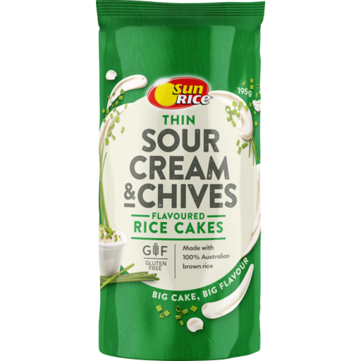 Sunrice Rice Cake Thin Sour Cream & Chives 195g