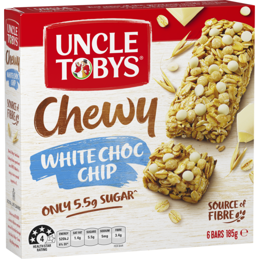 Uncle Tobys Muesli Bars Chewy White Chocolate 185g 6pk
