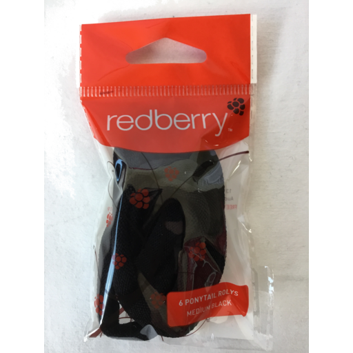 Redberry Ponytail Soft Medium Black 6pk