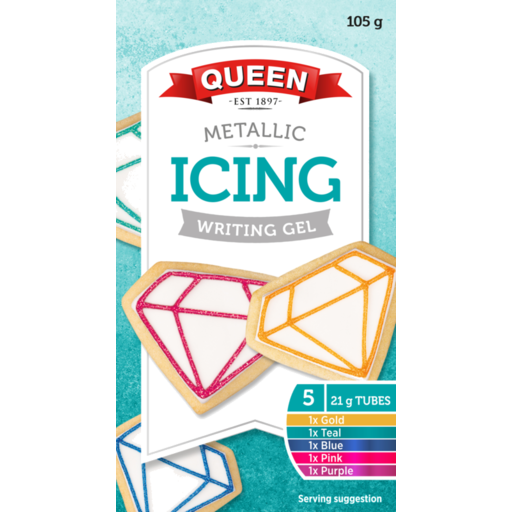 Queen Metallic Icing Writing Gel 105g 5pk