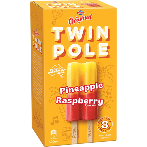 Peters Twin Pole Pineapple & Raspberry 8pk