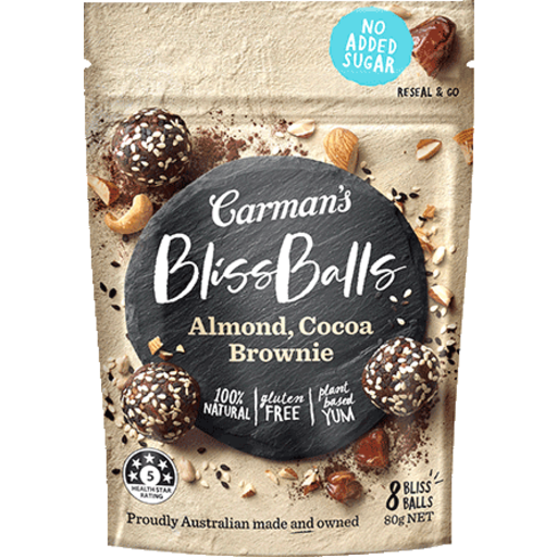 Carmans Bliss Balls Almond Cocoa &  Brownie 80g 8pk