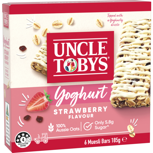 Uncle Tobys Muesli Bars Yoghurt Strawberry  185g 6pk