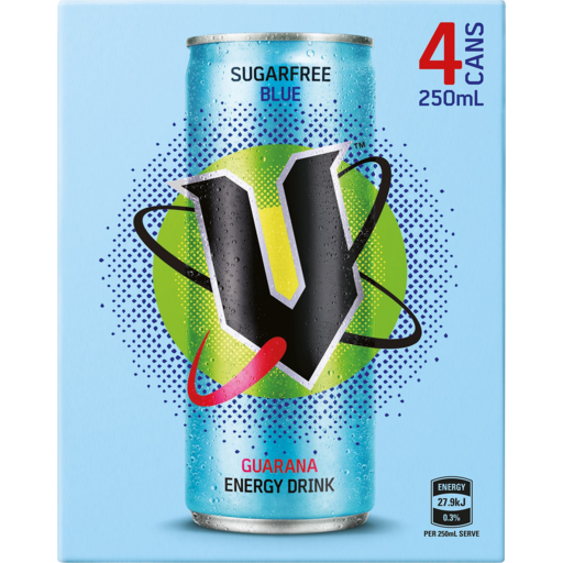 V Energy Blue Sugar Free 250ml x 4pk